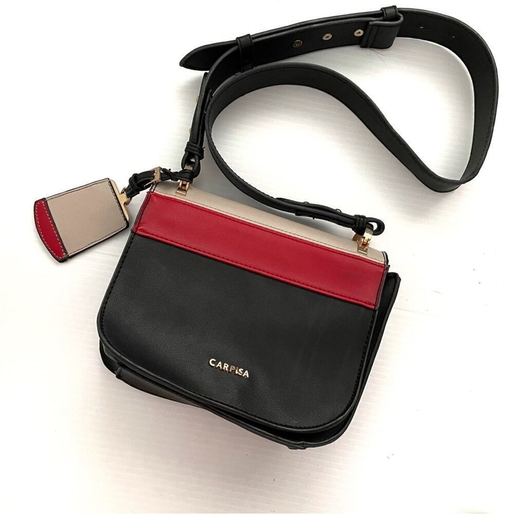 Carpisa crossbody bag purse black red and tan
